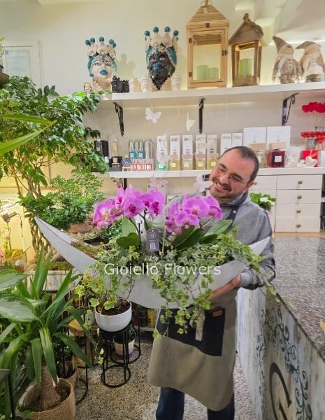 Composizione di orchidee in vaso di design